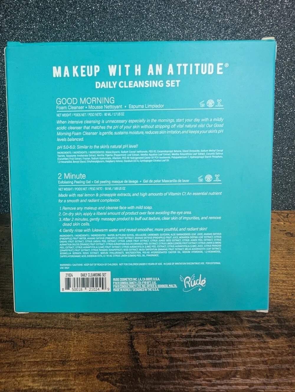 Rude Cosmetics Korean Skincare Duo - Foam Cleanser & Exfoliating Peeling Gel Set